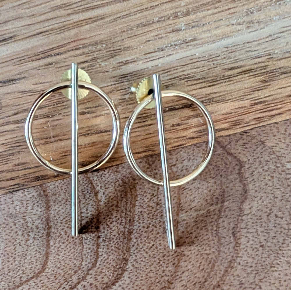 & Other Stories Gold Circle and Bar Post Earrings